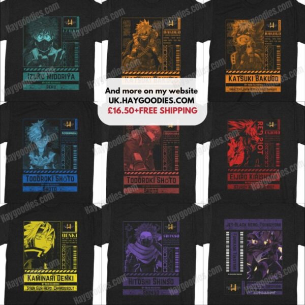 My Hero Academia/Boku No Hero Academia Unisex Black T-Shirts-Kids and Adult Sizes to 5XL-Various Designs