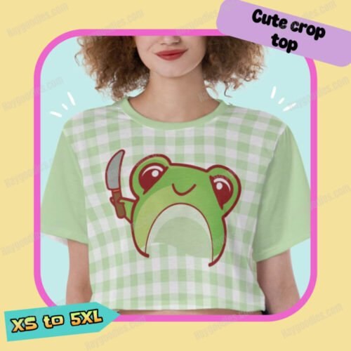 Cute Frog Cropped T-Shirt-XS-5XL