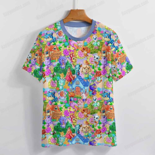 Animal Crossing Pattern T-Shirt-XS to 7XL-Blue