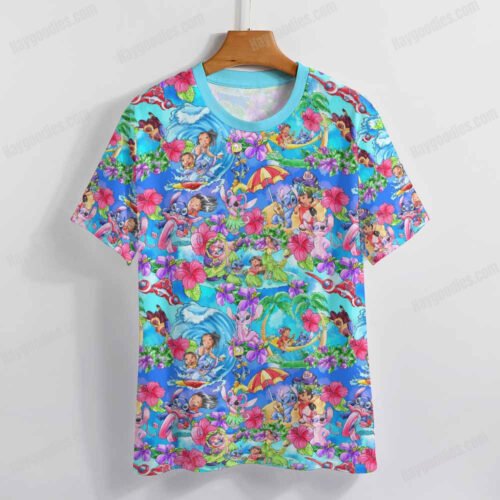 Lilo and Stitch Pattern T-Shirt-XS to 7XL-Teal