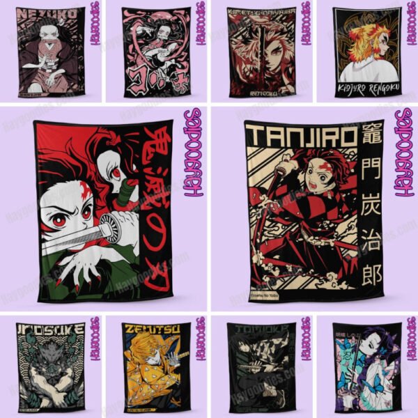 Fleece-Blankets-demonslayer1.jpg Demon Slayer Soft Fleece Blanket-Various Sizes and Designs