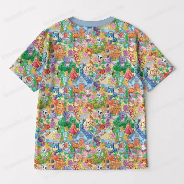 animalcrossing-bk Animal Crossing Pattern T-Shirt-XS to 7XL-Blue