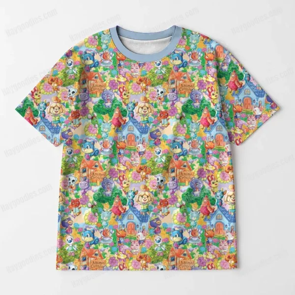 animalcrossing-fr Animal Crossing Pattern T-Shirt-XS to 7XL-Blue