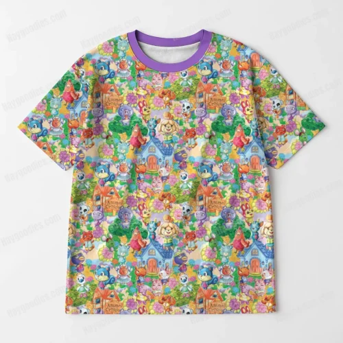 Animal Crossing Pattern T-Shirt-XS to 7XL-Purple