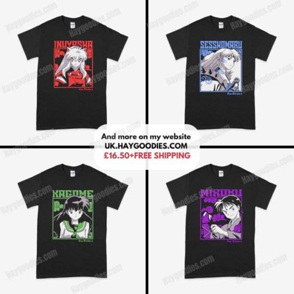 blacktee-mockup.jpg Inuyasha Anime Unisex T-Shirts-Kids and Adult Sizes to 5XL-Various Designs