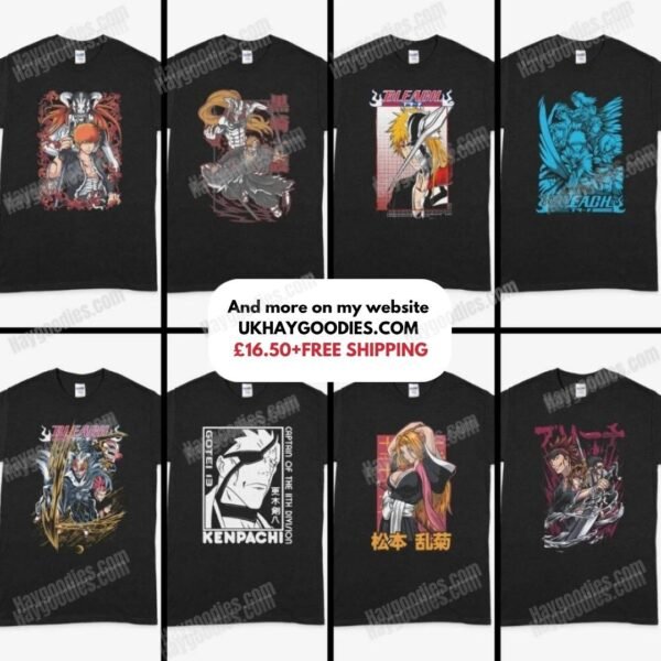 bleachboard Bleach Unisex Black T-Shirts-Adult Sizes S to 5XL-Various Designs