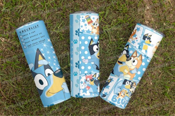 bluey2.jpg Bluey Dog 20oz Skinny Tumbler with Straws