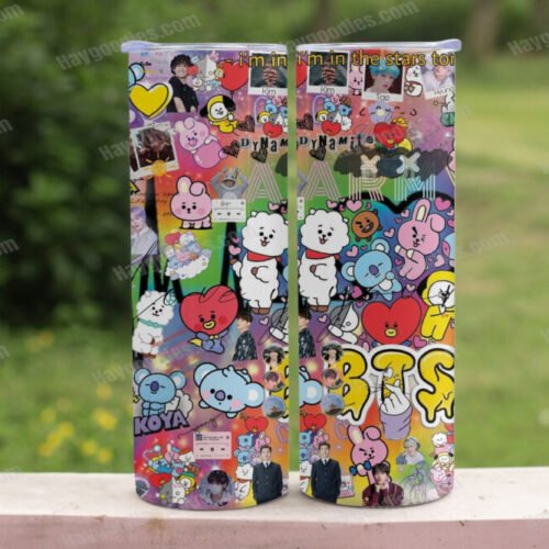 bt21a.jpg BT21 BTS 20oz Skinny Tumbler with Straws