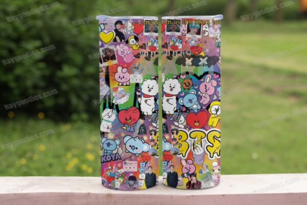 bt21a.jpg BT21 BTS 20oz Skinny Tumbler with Straws