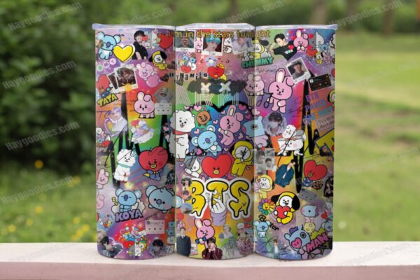 bt21b.jpg BT21 BTS 20oz Skinny Tumbler with Straws