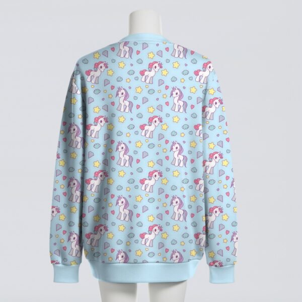 cardigan back poniesblue Retro Pony Knit Cardigan – Light Blue, Cosy & Size-Inclusive (S–7XL)