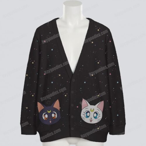 Black Sailor Moon–inspired Luna & Artemis cardigan