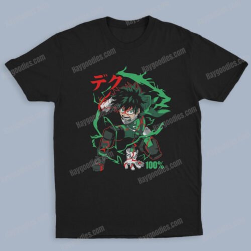 Midoriya Izuku Unisex Black T-Shirts-Kids and Adult Sizes to 5XL-Various Designs