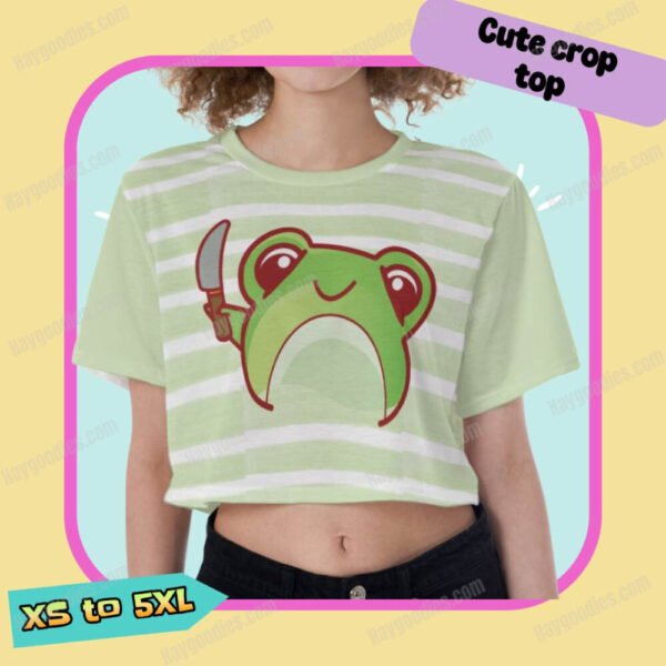 Cute Frog Cropped T-Shirt-XS-5XL