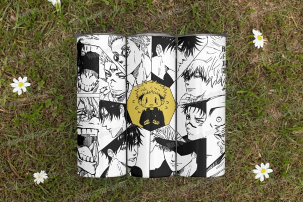 jjk3b.jpg Jujutsu Kaisen 20oz Skinny Tumbler with Straws-Various Designs
