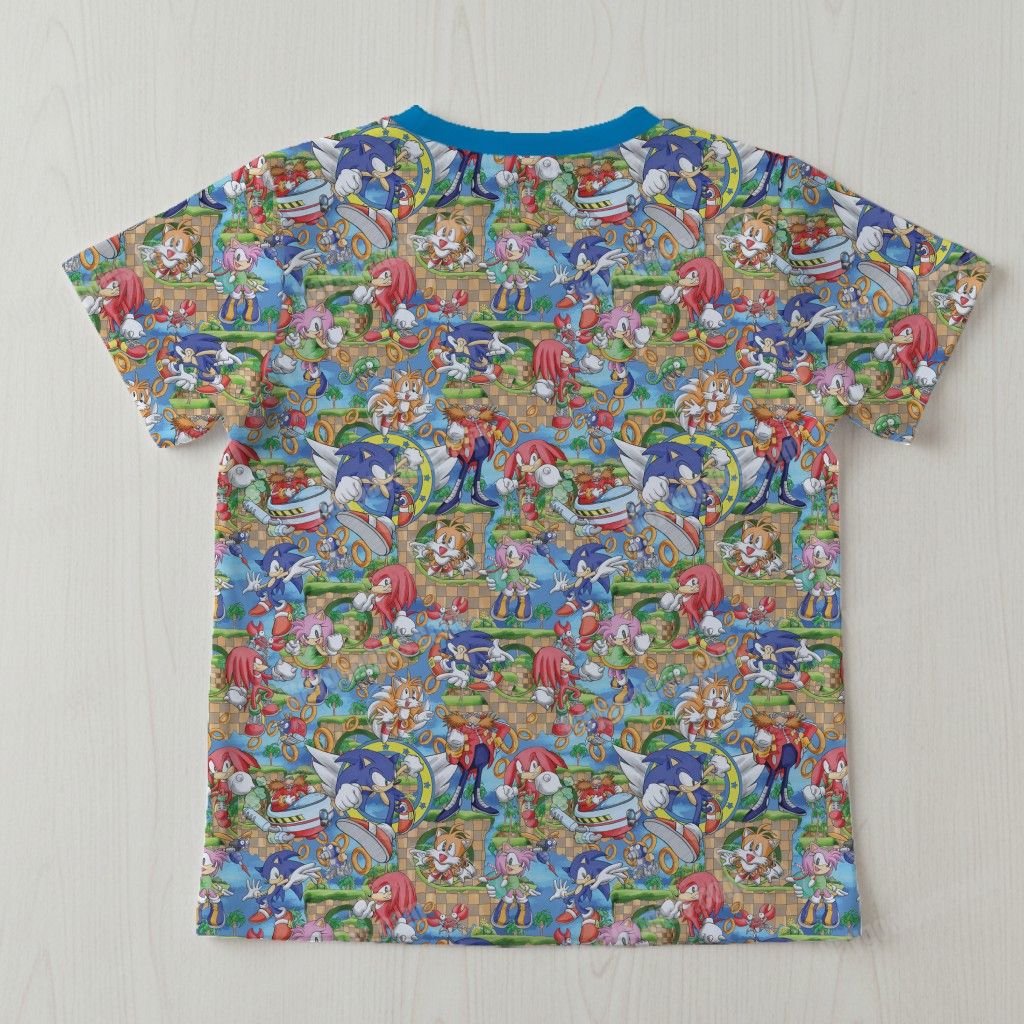 Sonic the Hedgehog and Friends Pattern Kids Unisex T-Shirt