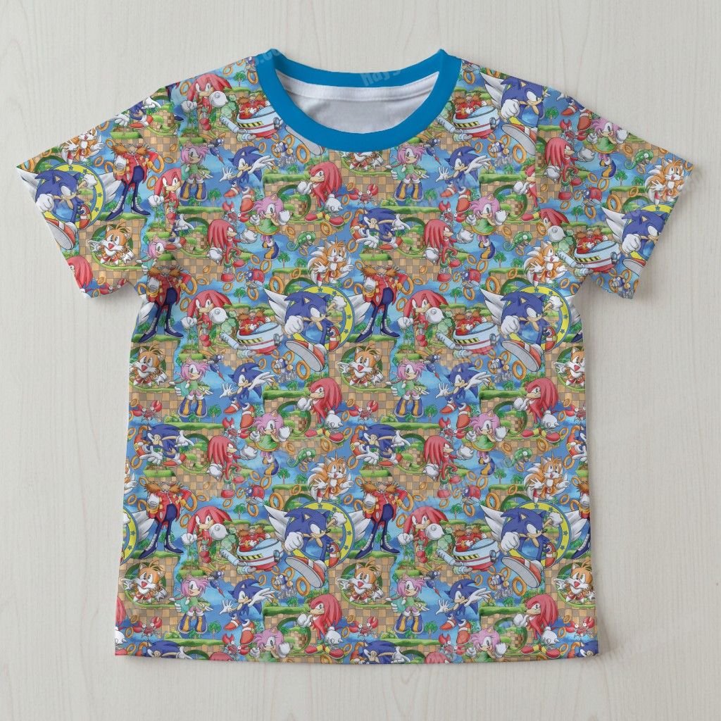 kids tshirt fr sonicfriends Sonic the Hedgehog and Friends Pattern Kids Unisex T-Shirt