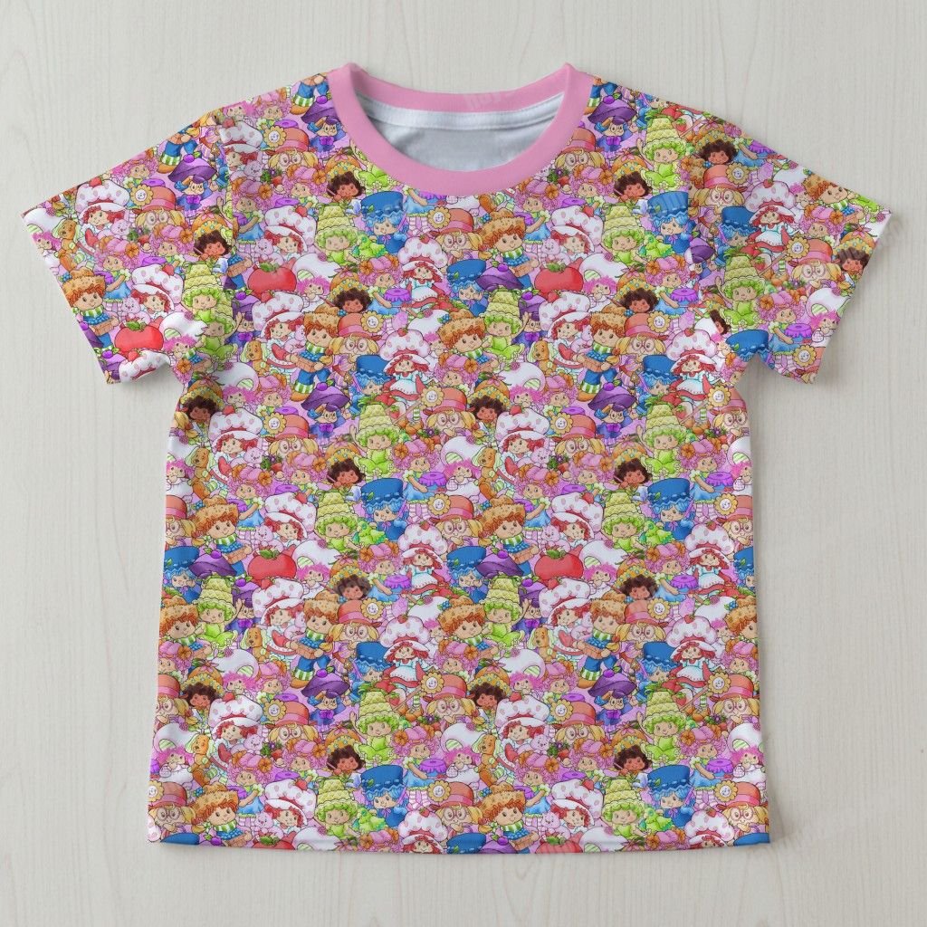 kids tshirt fr strawberryshort Strawberry Shortcake Pattern Kids Unisex T-Shirt