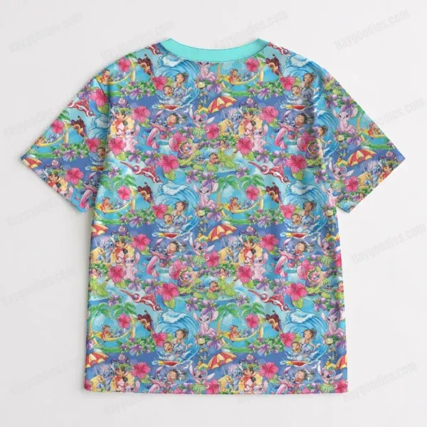 lilostitch-bkt Lilo and Stitch Pattern T-Shirt-XS to 7XL-Teal