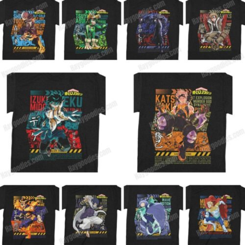 My Hero Academia/Boku No Hero Academia Unisex Black T-Shirts-Kids and Adult Sizes to 5XL-Various Designs