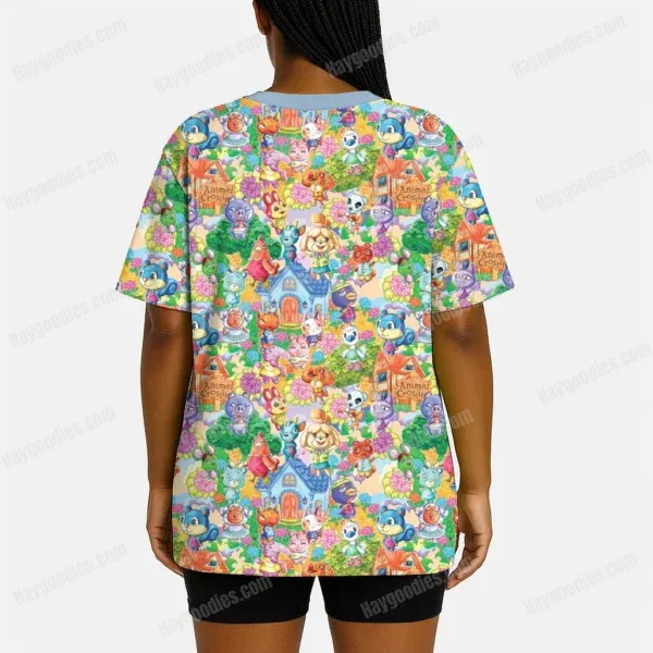model-animalcrossing-bk Animal Crossing Pattern T-Shirt-XS to 7XL-Blue