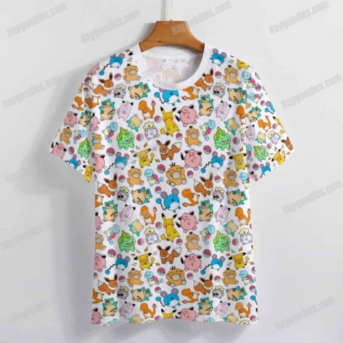Cute Pokemon Pattern T-Shirt-XS to 7XL