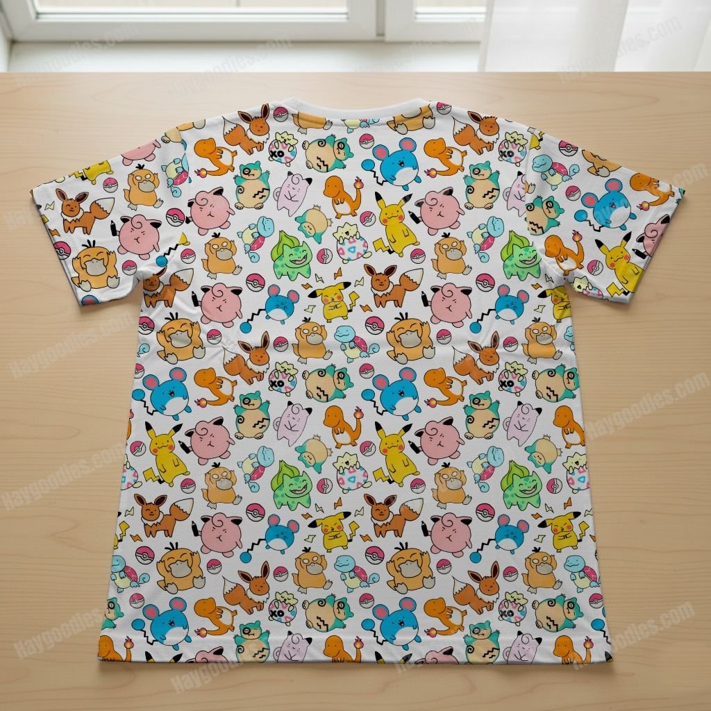 Cute Pokemon Pattern T-Shirt-XS to 7XL
