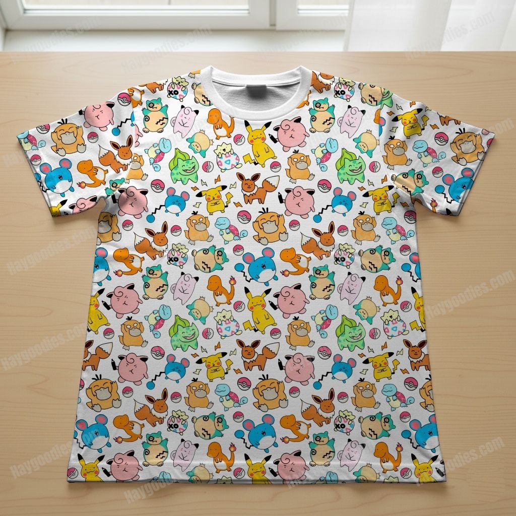 Cute Pokemon Pattern T-Shirt-XS to 7XL