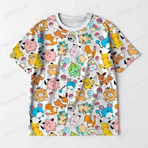Cute Pokemon Pattern T-Shirt-XS to 7XL