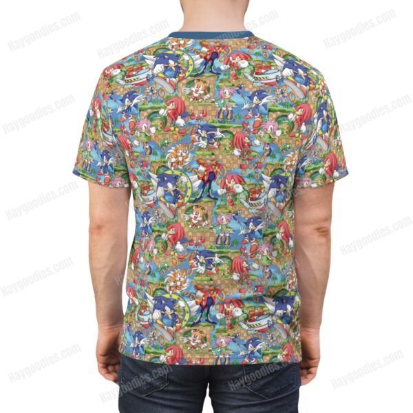 sonicOn Person Back Sonic and Friends Pattern T-Shirt-XS to 7XL