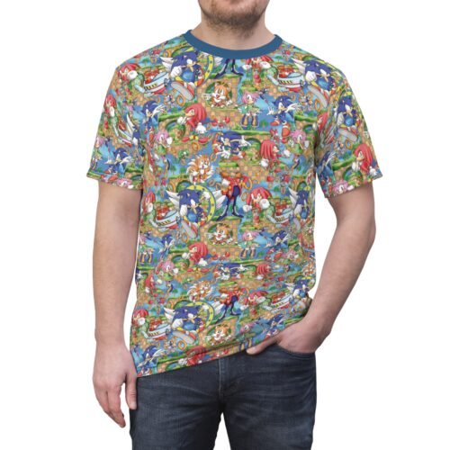 sonicOn Person Front Sonic and Friends Pattern T-Shirt-XS to 7XL
