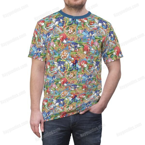 sonicOn Person Front Sonic and Friends Pattern T-Shirt-XS to 7XL