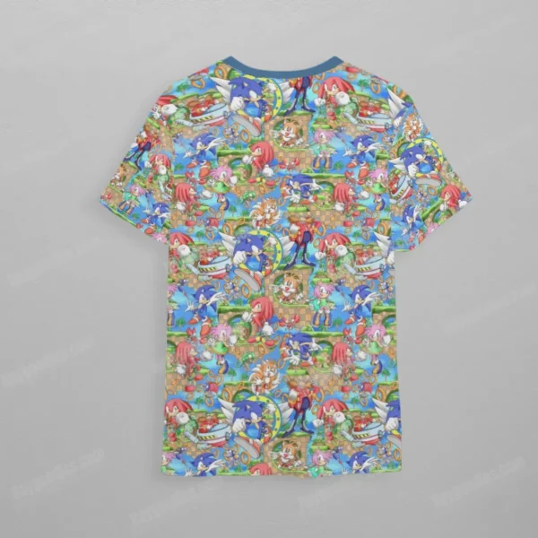 sonicbk2.webp Sonic the Hedgehog and Friends Pattern Kids Unisex T-Shirt