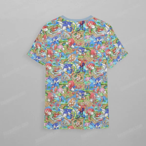 sonicbk2b.webp Sonic the Hedgehog and Friends Pattern Kids Unisex T-Shirt