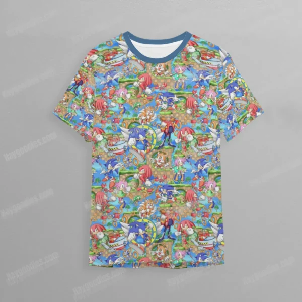 sonicfr2.webp Sonic the Hedgehog and Friends Pattern Kids Unisex T-Shirt