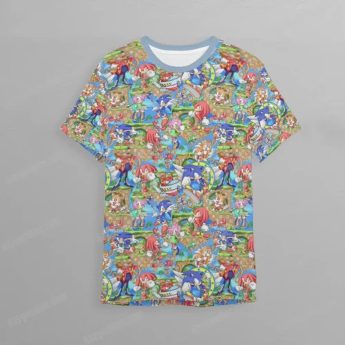 Sonic and Friends Pattern Kids Unisex T-Shirt