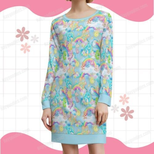 18 Care Bears Pattern Sweatshirt Dress-XS To 9XL
