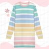 18 Pastel Stripes Sweatshirt Dress-XS To 9XL