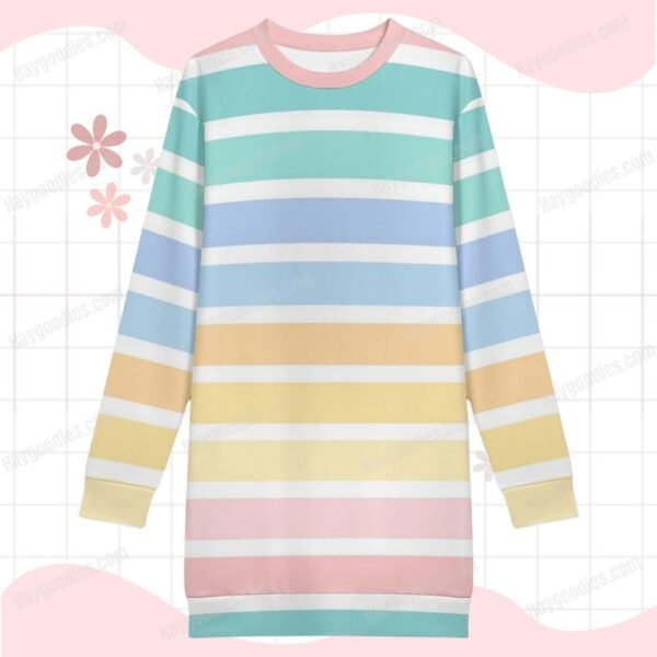 18 Pastel Stripes Sweatshirt Dress-XS To 9XL