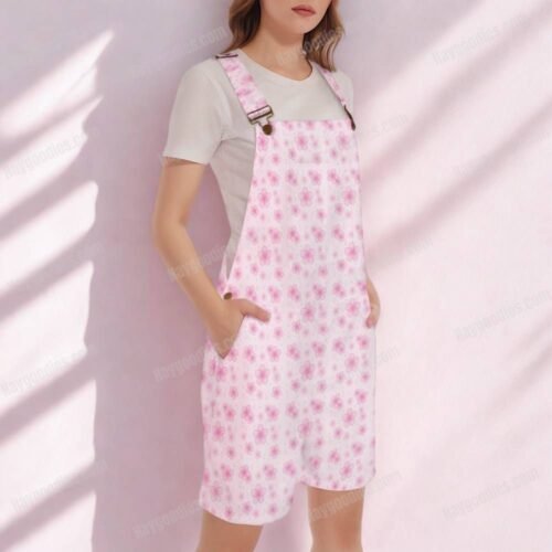 Cute Cherry Blossom Flowers Shorts Dungarees-XS to 4XL