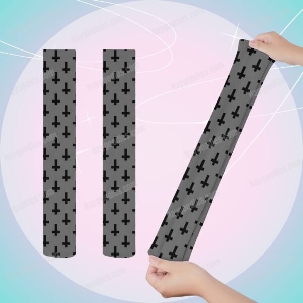 Crosses Trendy Long Over Knee Stockings-Black or White-2 Styles
