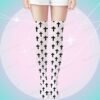 Crosses Trendy Long Over Knee Stockings-Black or White-2 Styles