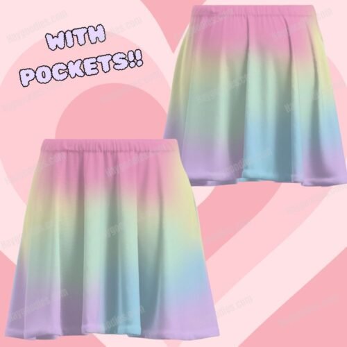 Pastel Gradient Colours Short Skirt With Pockets-UK 8 to 26