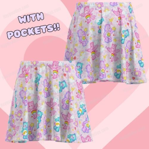 16 Care Bears Short Skirt With Pockets-UK 8 to 26-Pink
