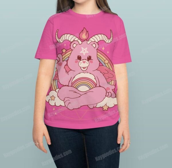 bearphomet-dpink Care Bearphomet Women's Fit T-Shirt-UK 8 TO UK 24