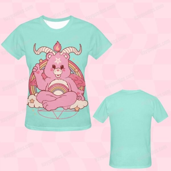 mint Care Bearphomet Women's Fit T-Shirt-UK 8 TO UK 24