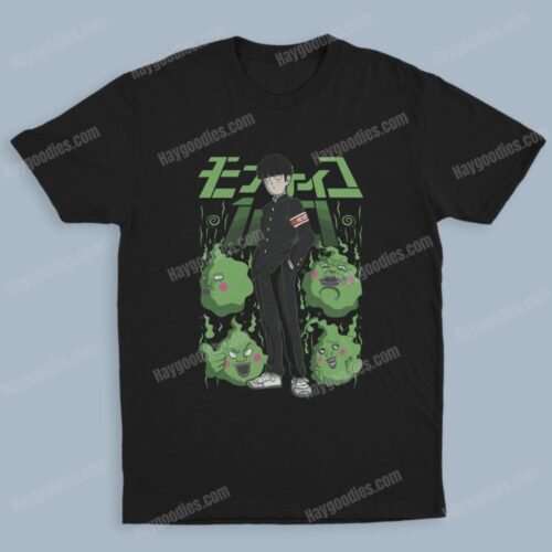 Mob Psycho 100 Unisex Black T-Shirts-Kids and Adult Sizes to 5XL-Various Designs