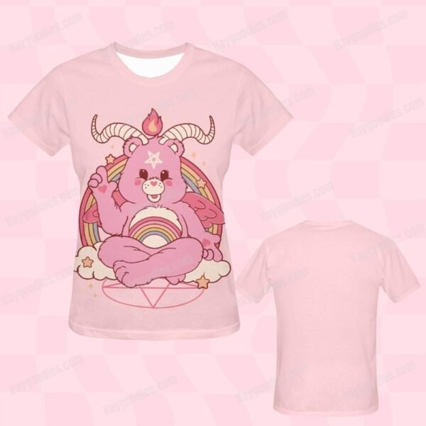 pink Care Bearphomet Women's Fit T-Shirt-UK 8 TO UK 24