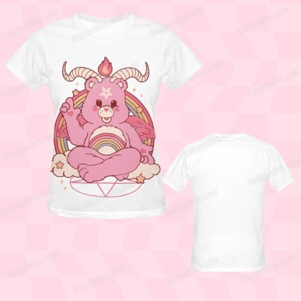 white Care Bearphomet Women's Fit T-Shirt-UK 8 TO UK 24