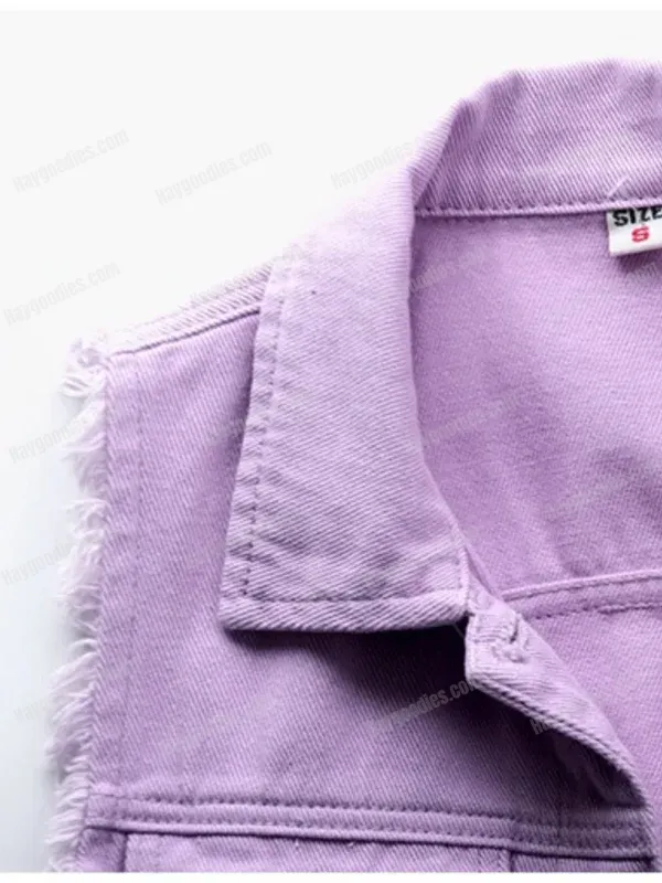 543513414 Raw Hem Sleeveless Denim Jacket-S to 5XL
